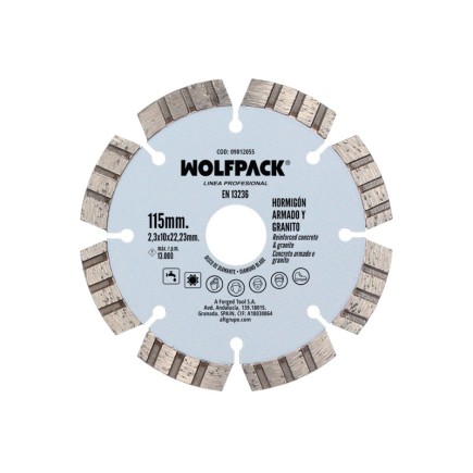 Disco Diamante Hormigon Armado / Granito Ø 115 mm, Segmento Diamantado 10 mm,