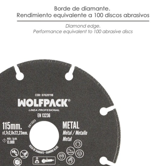 Disco Corte Metales Universal  Ø 115 x 1,7 mm, Filo de Diamante Disco Corte Acero, Chapa, Hierro, Aluminio al por Mayor | Almacé
