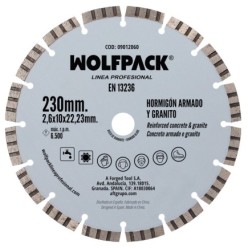 Disco Diamante Hormigon Armado / Granito Ø 230 mm, Segmento Diamantado 10 mm,