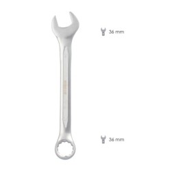 Llave Combinada Plus 36x36 Acero Cromo Vanadio DIN 3113, Llave Doble Boca, Llave Fija, Llave Estrella