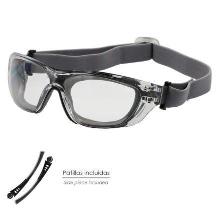 Gafas de Seguridad Acolchadas Cristales Transparentes Con Patillas o Goma Elastica,  Patillas Engomadas EN/166