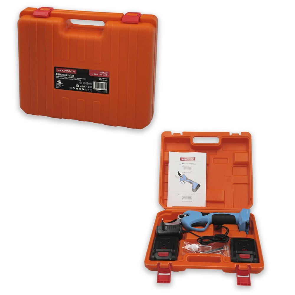 Tijeras Podar A Bateria 21 Volt, Con 2 Baterias 2 A/h Mango Engomado, Ø Corte 40 mm,Con Maletín al por Mayor | Almacén de Ferret
