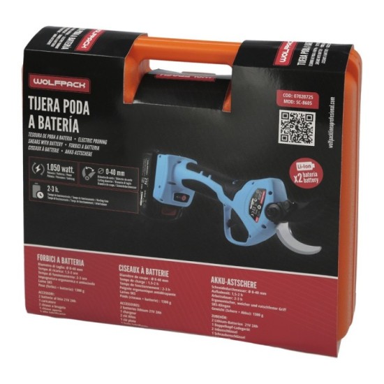 Tijeras Podar A Bateria 21 Volt, Con 2 Baterias 2 A/h Mango Engomado, Ø Corte 40 mm,Con Maletín al por Mayor | Almacén de Ferret