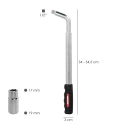 Llave Extensible Para Rueda de Coche 17x19 mm, Llave Cruz, Llave Telescopica Neumaticos,