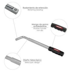 Llave Extensible Para Rueda de Coche 17x19 mm, Llave Cruz, Llave Telescopica Neumaticos,