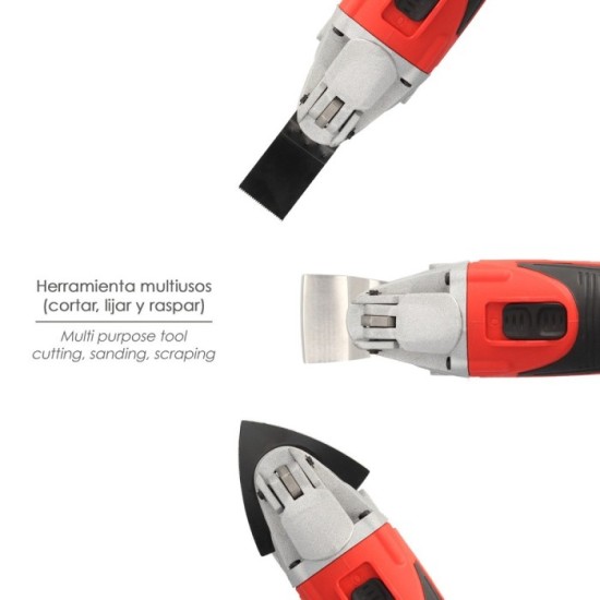 Herramienta Multifuncion Oscilante 300 Watt, Con Accesorios 23,000 R,P,M, Variador Velocidad, Cambio Rapido Hoja, Cortar, Lijar 