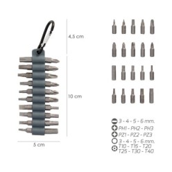 Juego De 20 Puntas Con Mosqueton Para Cinturon, Acero Cromo Vanadio,