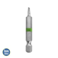 Puntas Destornillador Largo Plano 3 mm, (2 Piezas), Acero S2 al Cromo Vanadio, Puntas Hexagonales, Destorpuntas,