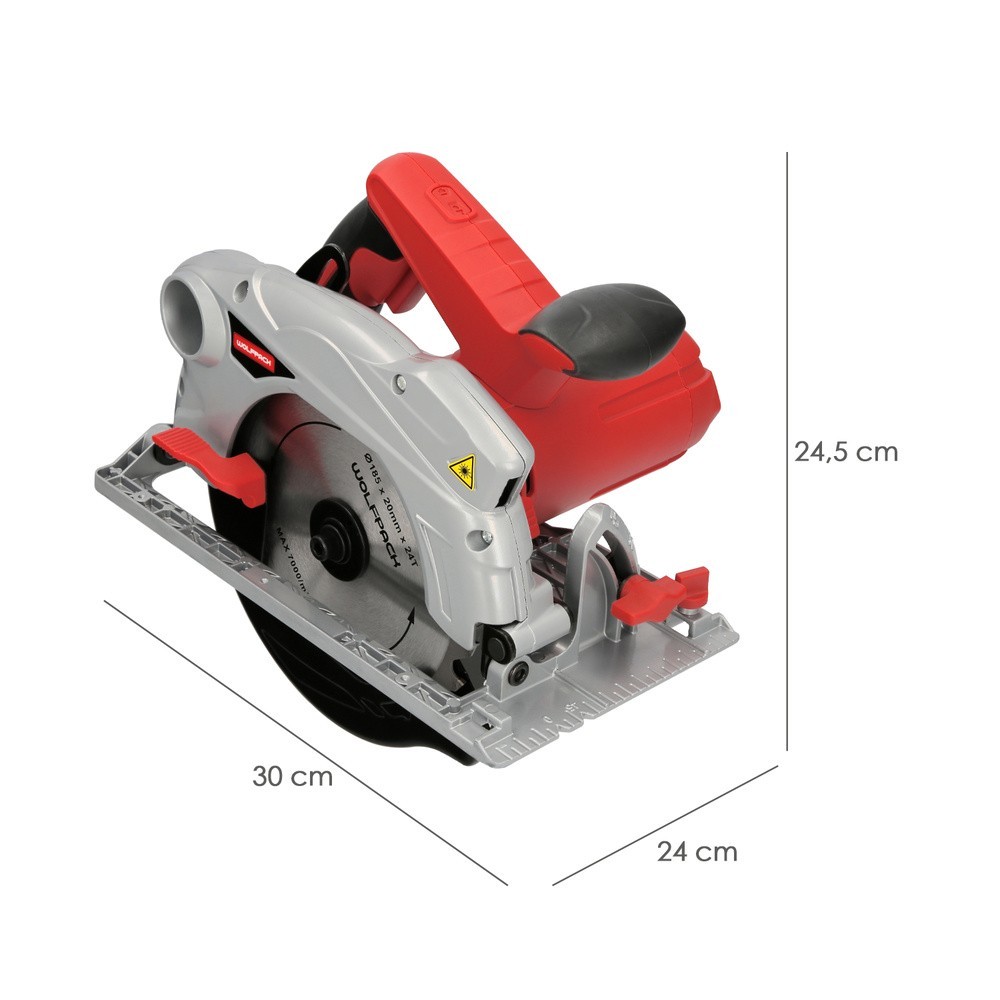 Sierra Circular 1300 Watt, Con Laser Disco 185 mm, 4,700 RPM Corte Inglete Regulador de Profundidad, Ingletadora, Sierra Madera 