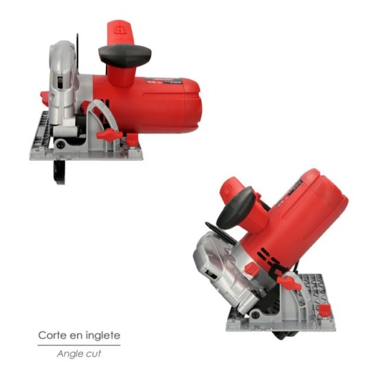 Sierra Circular 1300 Watt, Con Laser Disco 185 mm, 4,700 RPM Corte Inglete Regulador de Profundidad, Ingletadora, Sierra Madera 