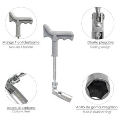Llave Bujias Articulada 21 mm, Con Mango T