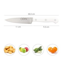 Cuchillo Husky Pelador 11 cm, Hoja Acero Inoxidable, Cuchillo Verduras, Cuchillo Cortar Verduras Mango Ergonomico Blanco