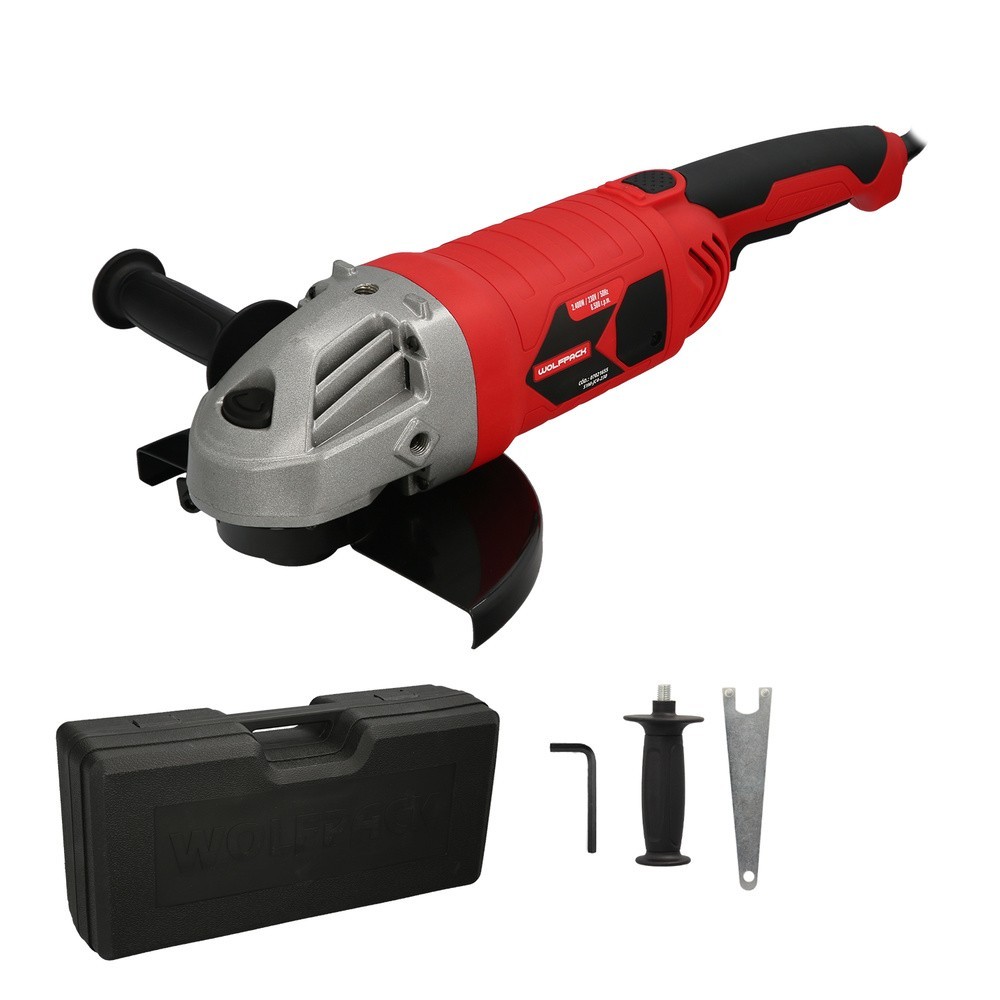 Amoladora Angular 2,400 Watt, Disco Ø 230 mm, 6,500 R,P,M, Mango 3 Posiciones Eje M14 Protector Disco Ajustable, Anti arranque a