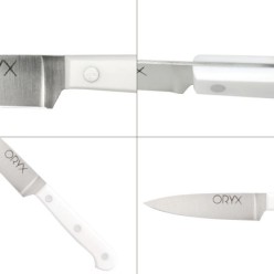 Cuchillo Husky Cocina 13 cm, Hoja Acero Inoxidable, Cuchillo Carne, Cuchillo Pescado, Cuchillo Chef, Mango Ergonomico Blanco