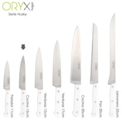Cuchillo Husky Cocina 13 cm, Hoja Acero Inoxidable, Cuchillo Carne, Cuchillo Pescado, Cuchillo Chef, Mango Ergonomico Blanco