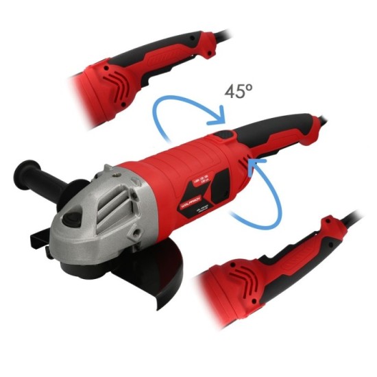 Amoladora Angular 2,400 Watt, Disco Ø 230 mm, 6,500 R,P,M, Mango 3 Posiciones Eje M14 Protector Disco Ajustable, Anti arranque a