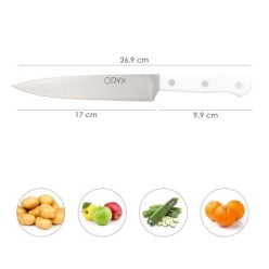 Cuchillo Husky Verduras 17 cm, Hoja Acero Inoxidable, Cuchillo Verduras, Cuchillo Cortar Verduras Mango Ergonomico Blanco
