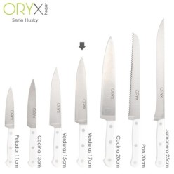 Cuchillo Husky Verduras 17 cm, Hoja Acero Inoxidable, Cuchillo Verduras, Cuchillo Cortar Verduras Mango Ergonomico Blanco