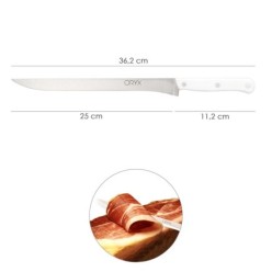 Cuchillo Husky Jamonero 25 cm, Hoja Acero Inoxidable, Cuchillo Jamon, Cuchillo Cortar Jamon Mango Ergonomico Blanco