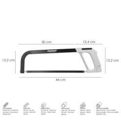 Arco Sierra Acero Con Empuñadura de Aluminio Angulo Corte Ajustable, Corta Acero, Aluminio, Madera, Plastico, Cobre