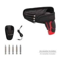 Atornillador 4 V, Con Led, Funda y 5 Destorpuntas, Bateria Recargable USB