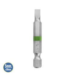 Puntas Destornillador Largo Plano 5 mm, (2 Piezas), Acero S2 al Cromo Vanadio, Puntas Hexagonales, Destorpuntas,