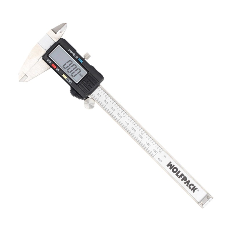 Calibre Digital Acero Inoxidable 150 mm, Pie de Rey, Paquimetro, Pantalla LCD, Boton de Bloqueo