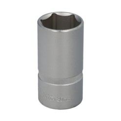 Llave Vaso 1/2" Hexagonal Larga 30 mm, Perfil de 6 caras, Acero Cromo Vanadio, Aristas Redondas