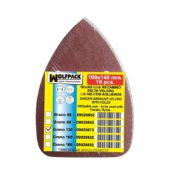 Lija Recambio Velcro Delta 140x100 mm, Con Agujero Grano 120 (10 Piezas)