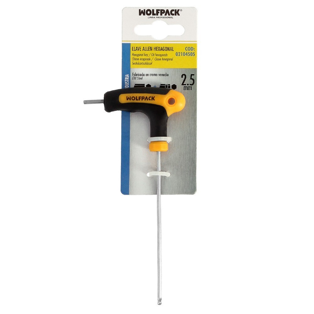 Llave Allen Con Bola Mango Bimaterial "Soft Touch" Forma T 2,5 mm, Acero Cromo Vanadio, Destornillador allen, llave hexagonal al
