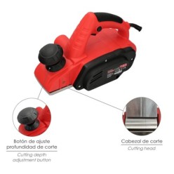 Cepilladora Electrica 710 Watt, Ancho Corte 82 mm, Profundidad 2 mm, Base Aluminio / Acero Cepillo Electrico Madera Carpintero