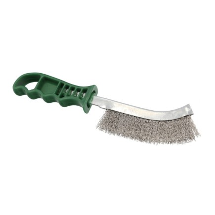 Cepillo Acero Inoxidable Mango Verde 25 cm, Cepillo Eliminación Oxido, Pintura, Pulido De Metales,