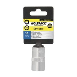 Llave Vaso 1/2" Hexagonal 14 mm, Perfil de 6 caras, Acero Cromo Vanadio, Aristas Redondas