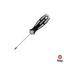 Destornillador Phillips Acero S2 Mango TPR Bimaterial, Medida PH 0 - Ø 3,0 x 75 mm, DIN5262,