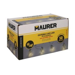 Guirnalda Solar 10 Bombillas / 50 Micro Leds Luz Calida, Bateria Recargable Uso en Exteriores / Interiores Ip44