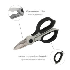 Tijeras Electricista 155 mm, Mango TPR Plus No tension, Con Funda Hojas Acero Inoxidable, Tijeras Cortar Cable, Pelacables