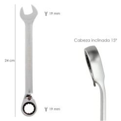 Llave Combinada Con Carraca 19 mm, DIN 3113