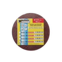 Lija Recambio Velcro Amoladora Ø 115 mm, grano 180 (10 Piezas)