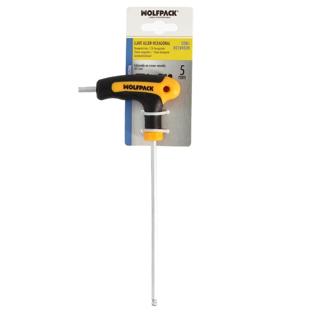 Llave Allen Con Bola Mango Bimaterial "Soft Touch" Forma T 5,0 mm, Acero Cromo Vanadio, Destornillador allen, llave hexagonal al