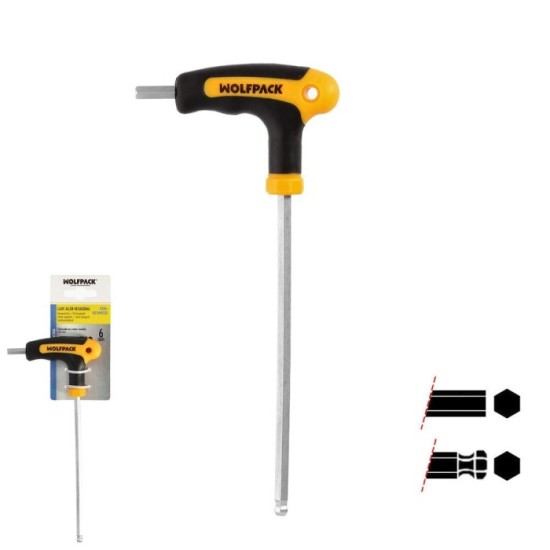 Llave Allen Con Bola Mango Bimaterial "Soft Touch" Forma T 6,0 mm, Acero Cromo Vanadio, Destornillador allen, llave hexagonal al