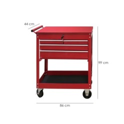 Carro Portaherramientas Metalico 86x44x99 cm, con 4 Cajones y 2 Bandejas