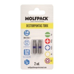 Puntas Destornillador Torx 40 Inviolable (2 Piezas), Acero S2 al Cromo Vanadio, Puntas Hexagonales, Destorpuntas,
