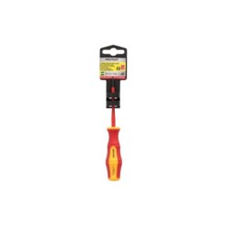 Destornillador Plano Aislado Certificado VDE 1,000 V, Medida 0,4 x Ø 2,5 x 75 mm, Destornillador Seguridad Electricista