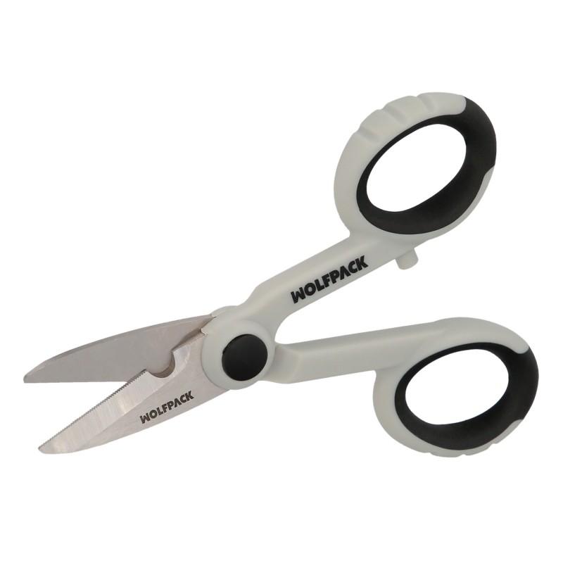 Tijeras Electricista 140 mm, Mango TPR No tension, Hojas Acero Inoxidable, Ergonomicas, Tijeras Cortar Cable, Pelacables