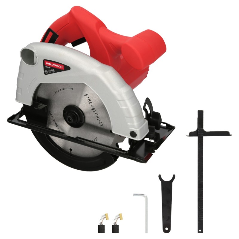 Sierra Circular 1300 Watt, Disco 185 mm, 4,800 RPM Corte a Inglete Con Regulador de Profundidad, Ingletadora, Sierra Madera,