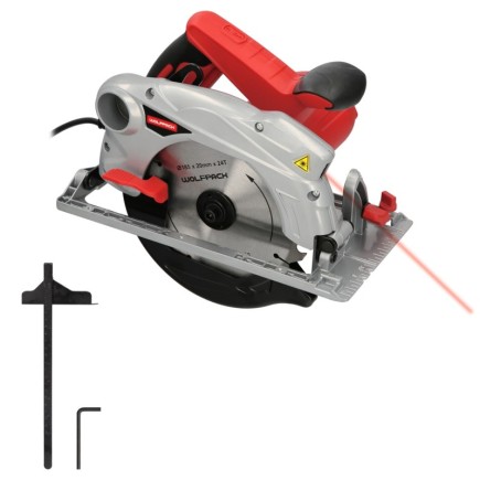 Sierra Circular 1300 Watt, Con Laser Disco 185 mm, 4,700 RPM Corte Inglete Regulador de Profundidad, Ingletadora, Sierra Madera