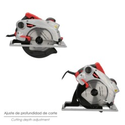 Sierra Circular 1300 Watt, Con Laser Disco 185 mm, 4,700 RPM Corte Inglete Regulador de Profundidad, Ingletadora, Sierra Madera