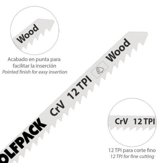 Hojas Sierra Calar Para Madera Corte Fino 5 Piezas, Hoja Cromo Vanadio 58, Vastago T Universal al por Mayor | Almacén de Ferrete