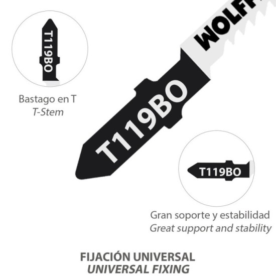 Hojas Sierra Calar Para Madera Corte Fino 5 Piezas, Hoja Cromo Vanadio 58, Vastago T Universal al por Mayor | Almacén de Ferrete