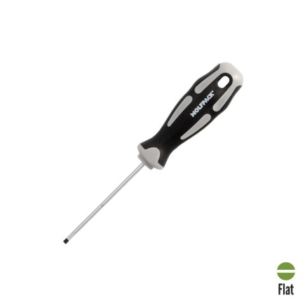 Destornillador Plano Vaciado Acero S2 Mango TPR Bimaterial, Medida 0,5 x Ø 3,0 x 75 mm,  DIN5265